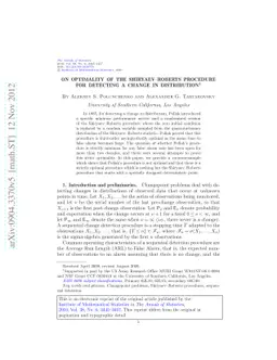 On optimality of the Shiryaev-Roberts procedure for detecting a change
  in distribution