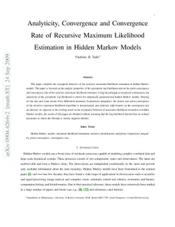 Analyticity, Convergence and Convergence Rate of Recursive Maximum
  Likelihood Estimation in Hidden Markov Models