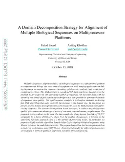 A Domain Decomposition Strategy for Alignment of Multiple Biological
  Sequences on Multiprocessor Platforms