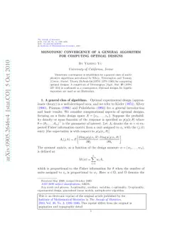 Monotonic convergence of a general algorithm for computing optimal
  designs