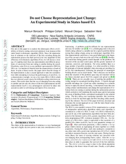 Do not Choose Representation just Change: An Experimental Study in
  States based EA