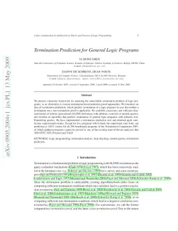 Termination Prediction for General Logic Programs