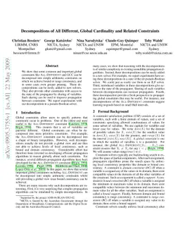 Decompositions of All Different, Global Cardinality and Related
  Constraints