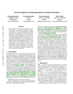 Circuit Complexity and Decompositions of Global Constraints