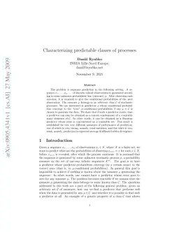 Characterizing predictable classes of processes
