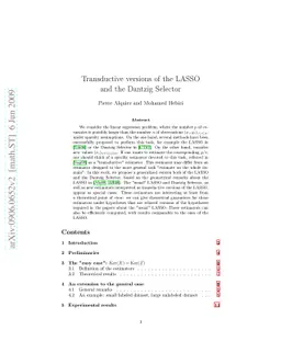Transductive versions of the LASSO and the Dantzig Selector