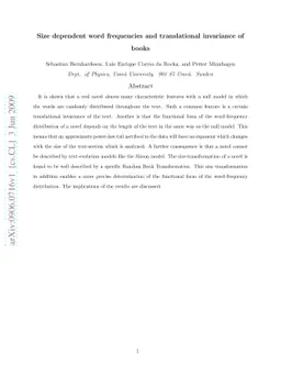 Size dependent word frequencies and translational invariance of books