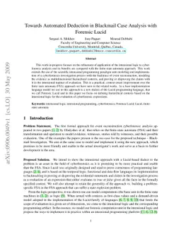 Towards Automated Deduction in Blackmail Case Analysis with Forensic
  Lucid