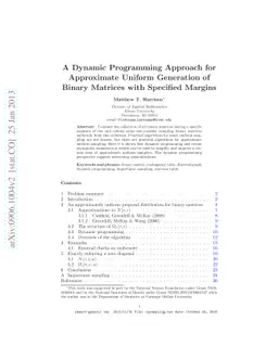 A Dynamic Programming Approach for Approximate Uniform Generation of
  Binary Matrices with Specified Margins