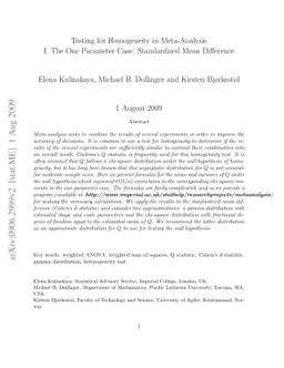 Testing for Homogeneity in Meta-Analysis I. The One Parameter Case:
  Standardized Mean Difference