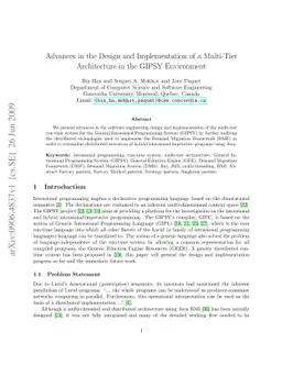 Advances in the Design and Implementation of a Multi-Tier Architecture
  in the GIPSY Environment