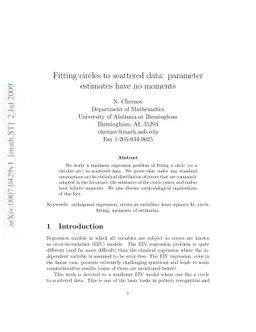 Fitting circles to scattered data: parameter estimates have no moments