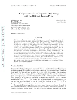 A Bayesian Model for Supervised Clustering with the Dirichlet Process
  Prior