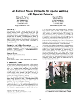 An Evolved Neural Controller for Bipdedal Walking with Dynamic Balance