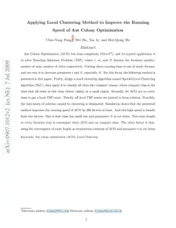 Apply Local Clustering Method to Improve the Running Speed of Ant Colony
  Optimization