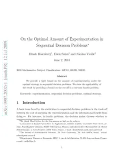 On the Optimal Amount of Experimentation in Sequential Decision Problems
