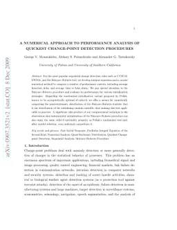 A Numerical Approach to Performance Analysis of Quickest Change-Point
  Detection Procedures