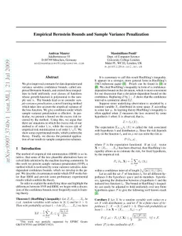 Empirical Bernstein Bounds and Sample Variance Penalization
