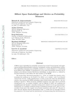 Hilbert space embeddings and metrics on probability measures