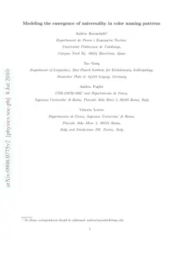 Modeling the emergence of universality in color naming patterns