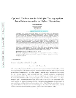 Optimal Calibration for Multiple Testing against Local Inhomogeneity in
  Higher Dimension