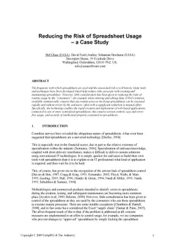 Reducing the Risk of Spreadsheet Usage - a Case Study