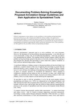 Documenting Problem-Solving Knowledge: Proposed Annotation Design
  Guidelines and their Application to Spreadsheet Tools