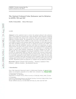 The Optimal Unbiased Value Estimator and its Relation to LSTD, TD and MC