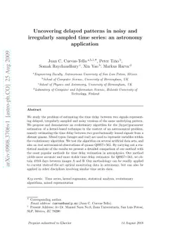 Uncovering delayed patterns in noisy and irregularly sampled time
  series: an astronomy application