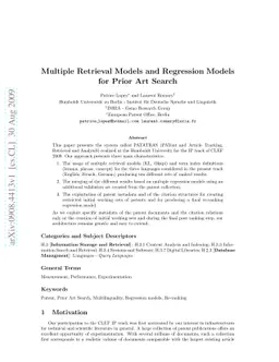 Multiple Retrieval Models and Regression Models for Prior Art Search