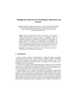 Bridging the Gap between Crisis Response Operations and Systems