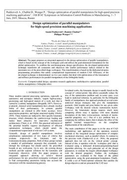 Design optimization of parallel manipulators for high-speed precision
  machining applications