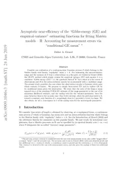 Asymptotic near-efficiency of the ''Gibbs-energy (GE) and
  empirical-variance'' estimating functions for fitting Mat{é}rn models --
  II: Accounting for measurement errors via ''conditional GE mean''
