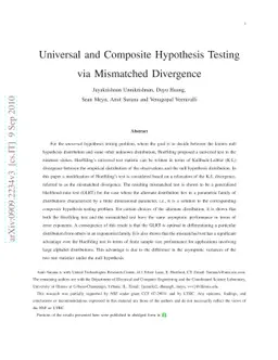 Universal and Composite Hypothesis Testing via Mismatched Divergence
