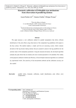 Kinematic calibration of Orthoglide-type mechanisms from observation of
  parallel leg motions