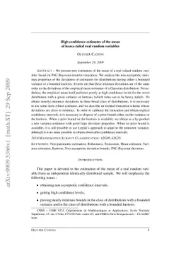 High confidence estimates of the mean of heavy-tailed real random
  variables