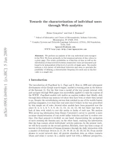Towards the characterization of individual users through Web analytics