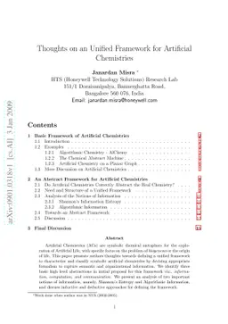 Thoughts on an Unified Framework for Artificial Chemistries