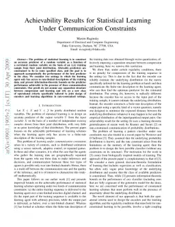 Achievability results for statistical learning under communication
  constraints