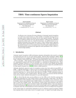 TR01: Time-continuous Sparse Imputation