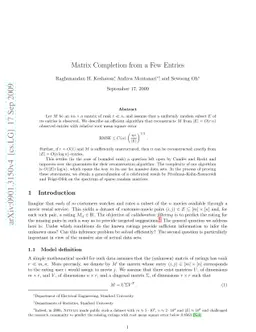 Matrix Completion from a Few Entries