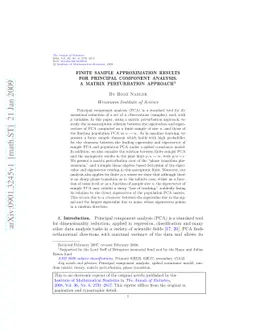 Finite sample approximation results for principal component analysis: a
  matrix perturbation approach