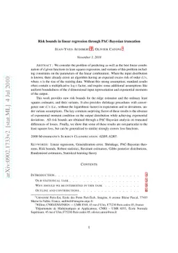 Risk bounds in linear regression through PAC-Bayesian truncation