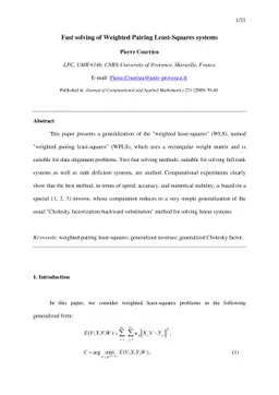 Fast solving of Weighted Pairing Least-Squares systems