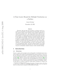 A Time Lower Bound for Multiple Nucleation on a Surface