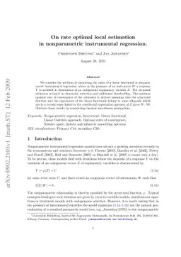 On rate optimal local estimation in nonparametric instrumental
  regression