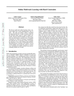 Online Multi-task Learning with Hard Constraints