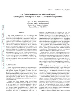 Are Tensor Decomposition Solutions Unique? On the global convergence of
  HOSVD and ParaFac algorithms