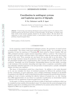 Coordination in multiagent systems and Laplacian spectra of digraphs