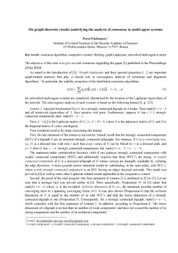 On graph theoretic results underlying the analysis of consensus in
  multi-agent systems